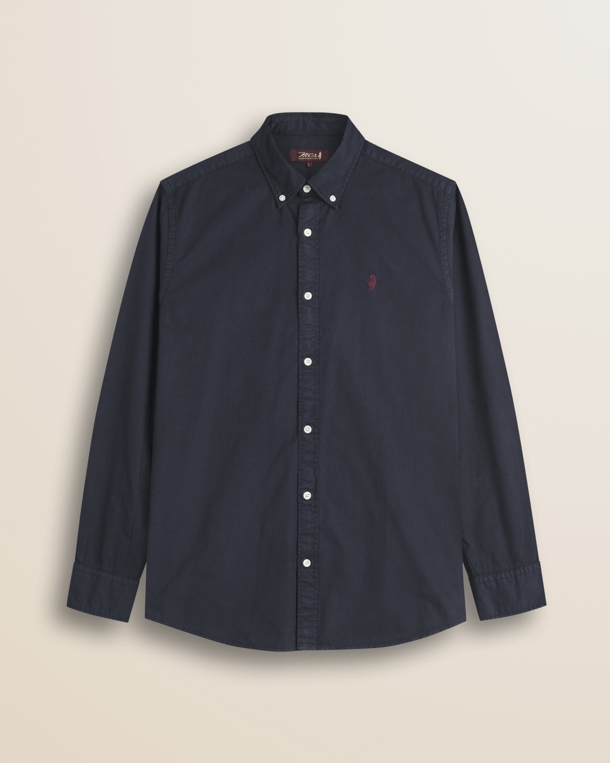 Camicia in Gabardina di Cotone Tinta in Capo fronte - Navy Blue