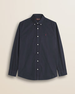 Camicia in Gabardina di Cotone Tinta in Capo fronte - Navy Blue