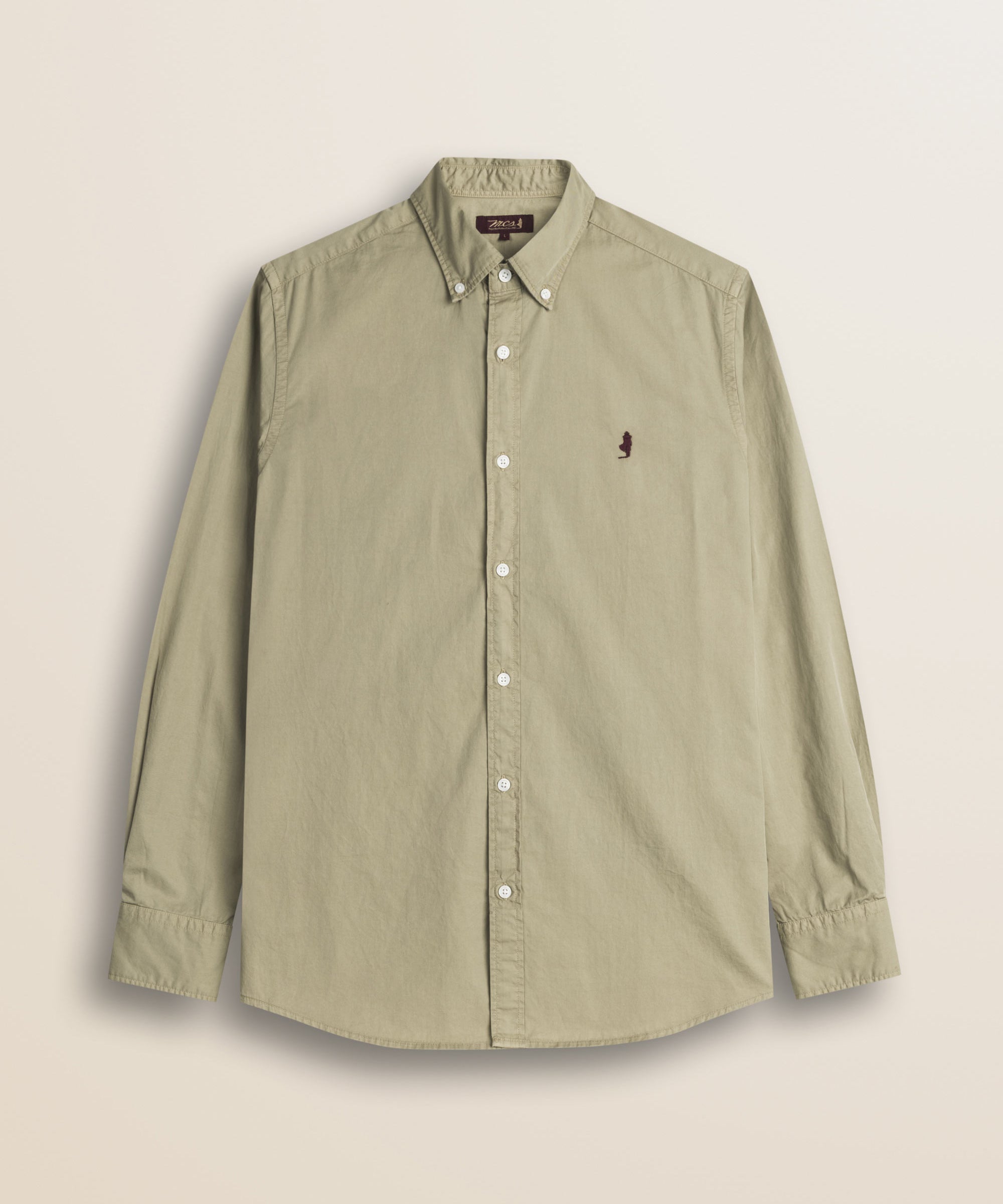 Camicia in Gabardina di Cotone Tinta in Capo fronte - Elmwood Brown