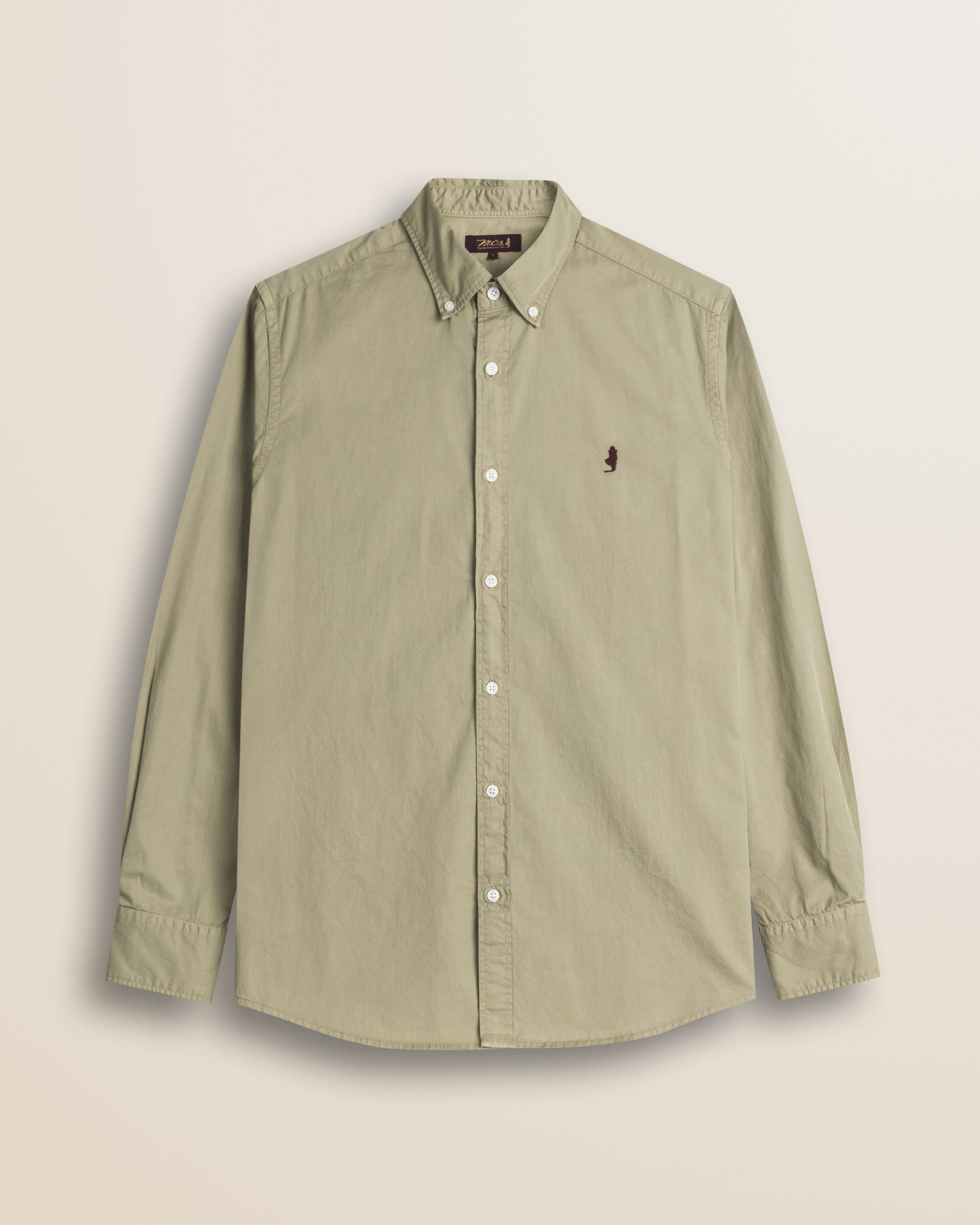 Camicia in Gabardina di Cotone Tinta in Capo fronte - Elmwood Brown