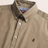 Camicia in Velluto a Coste Button-Down dettaglio colletto - Taupe