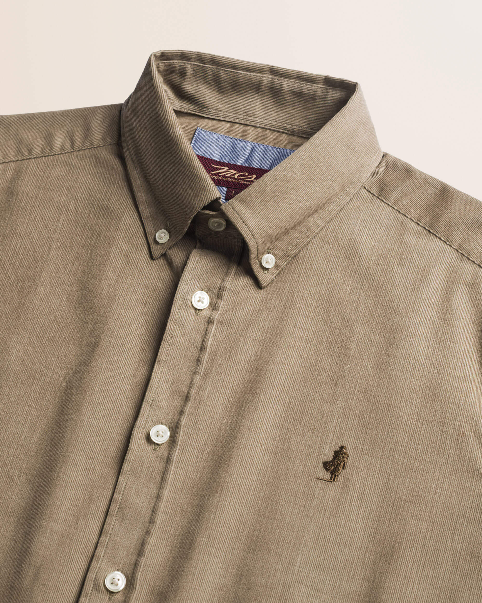 Camicia in Velluto a Coste Button-Down dettaglio colletto - Taupe