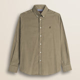 Camicia in Velluto a Coste Button-Down fronte - Taupe