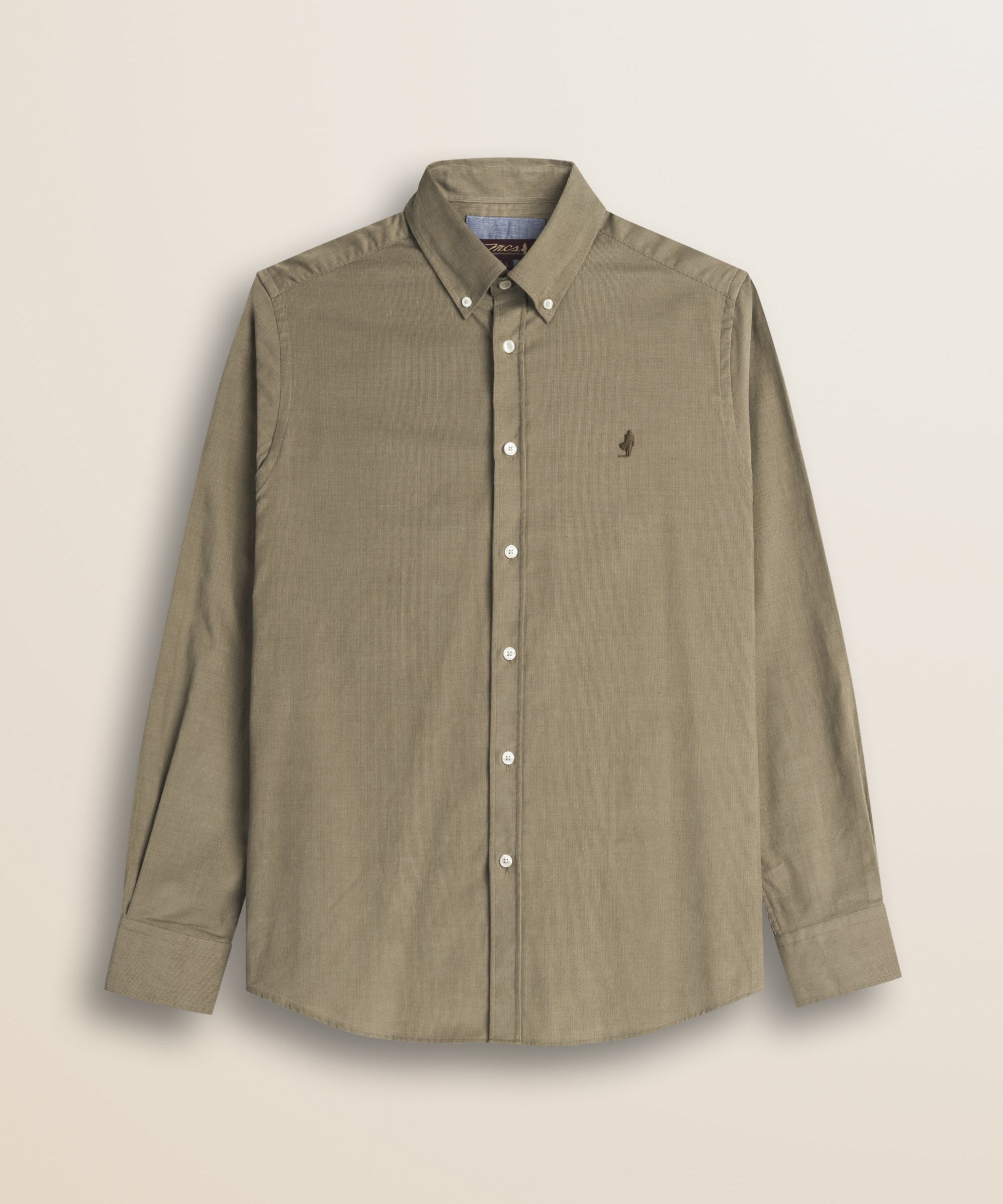 Camicia in Velluto a Coste Button-Down fronte - Taupe