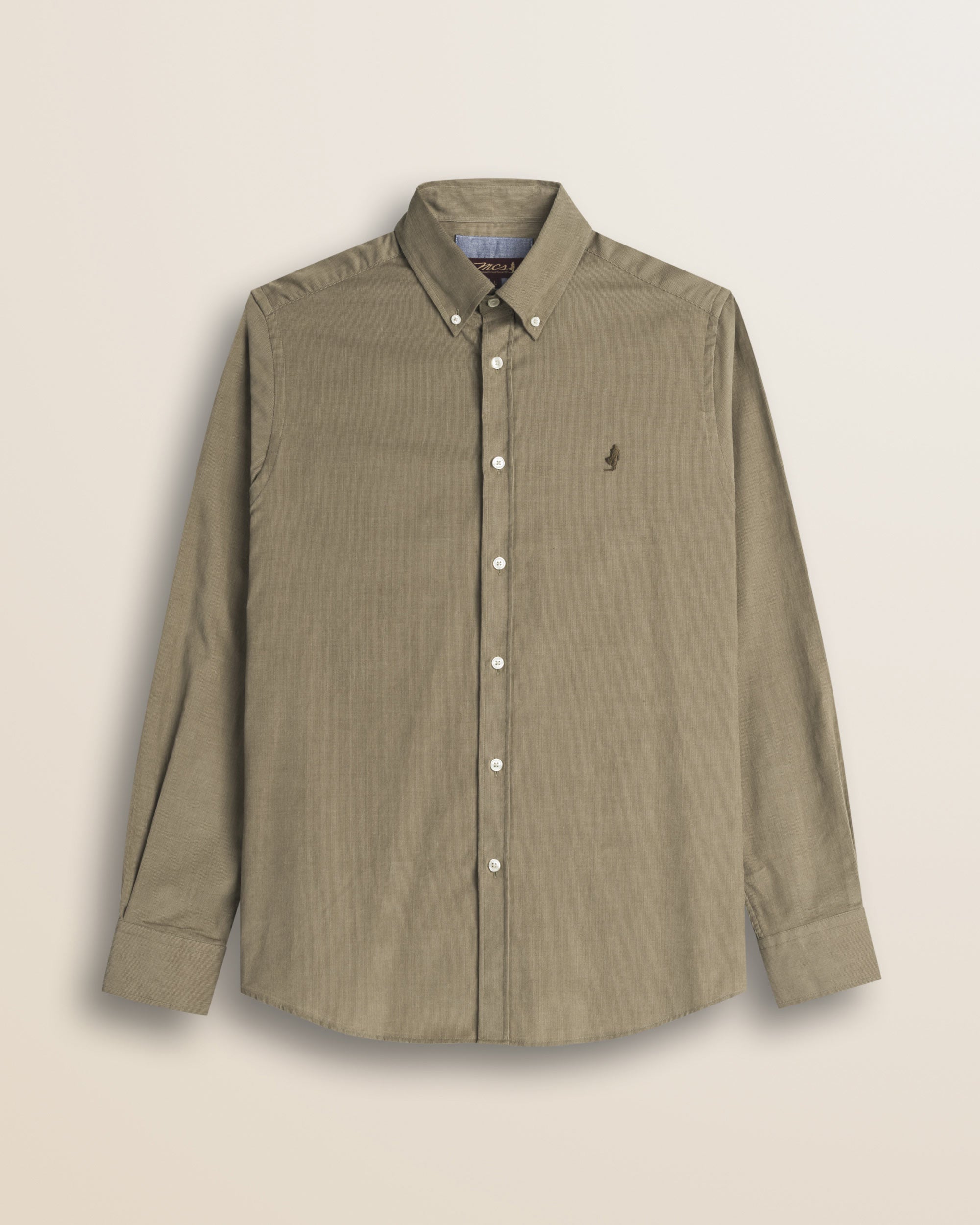 Camicia in Velluto a Coste Button-Down fronte - Taupe