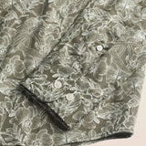 Camicia in Twill di Cotone Stampa Floreale dettaglio manica - Green Flower Print