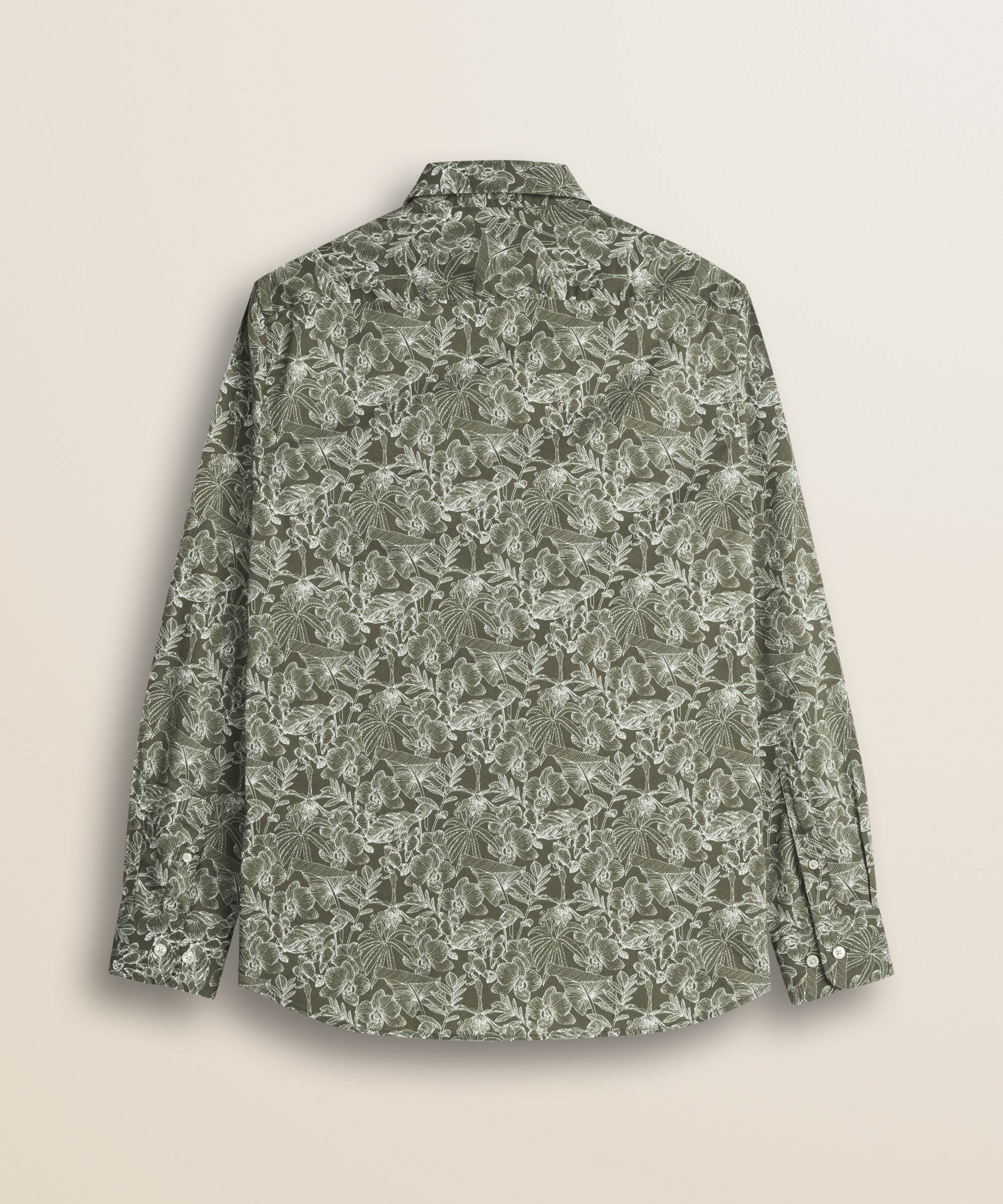 Camicia in Twill di Cotone Stampa Floreale retro - Green Flower Print
