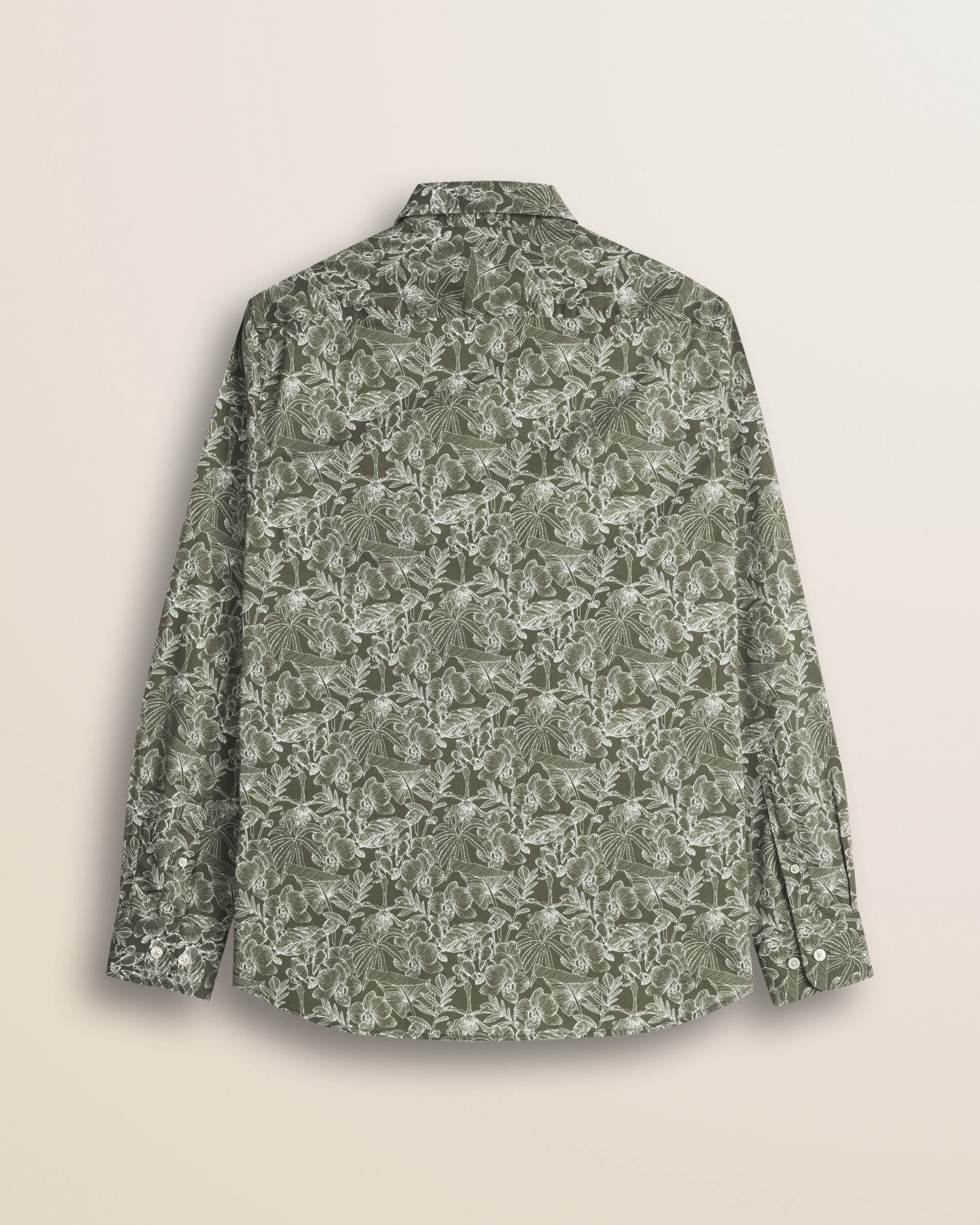 Camicia in Twill di Cotone Stampa Floreale retro - Green Flower Print