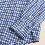 Camicia a Quadretti in Cotone Tinto Filo dettaglio manica - Blue Microcheck