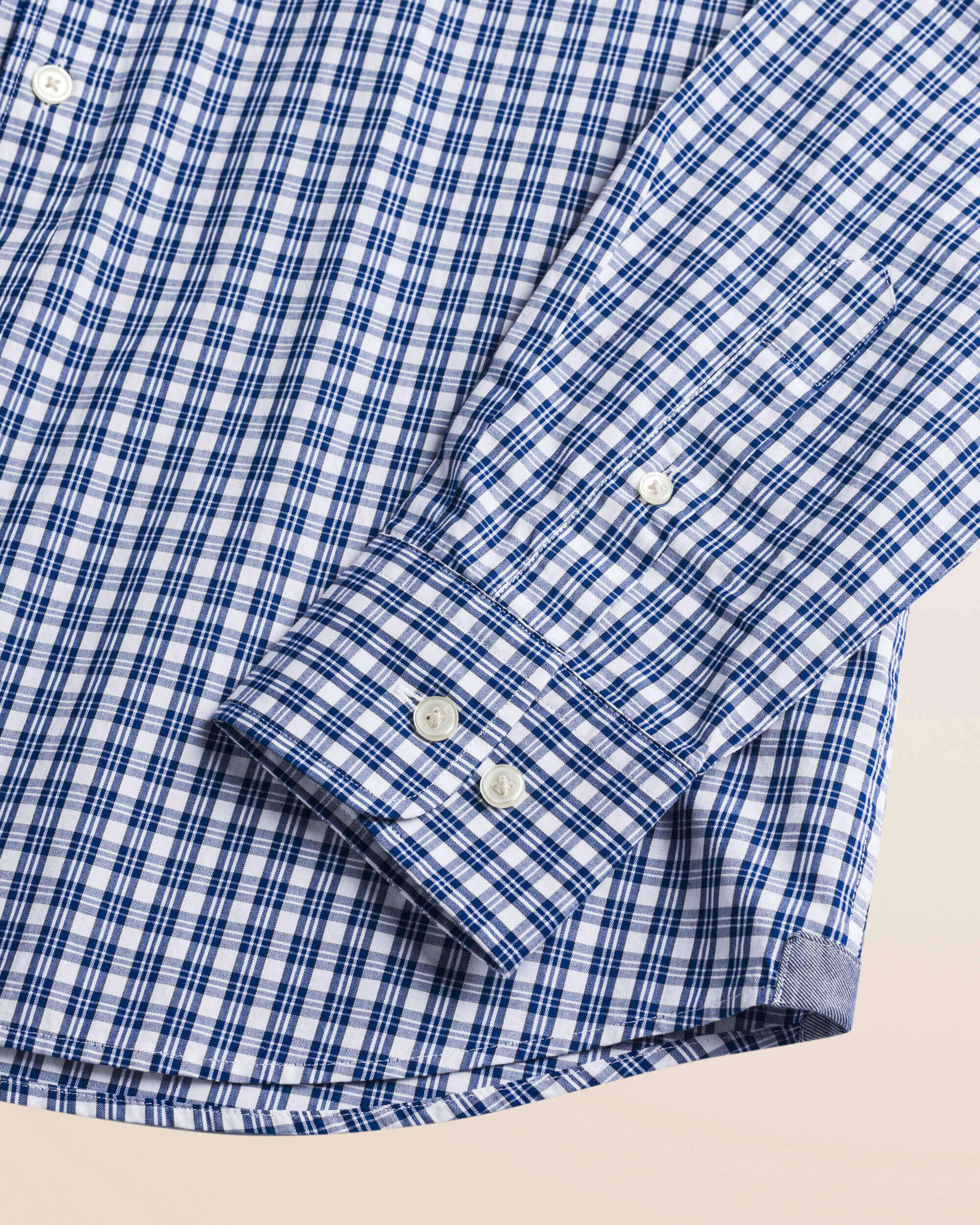 Camicia a Quadretti in Cotone Tinto Filo dettaglio manica - Blue Microcheck