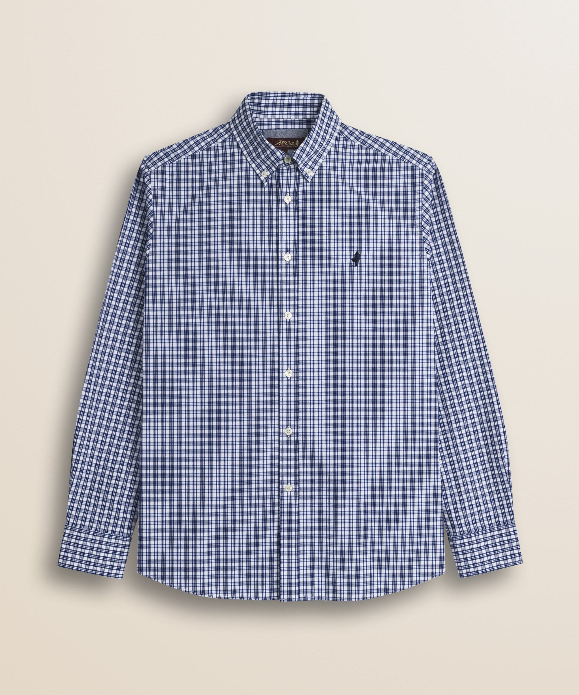 Camicia a Quadretti in Cotone Tinto Filo fronte - Blue Microcheck