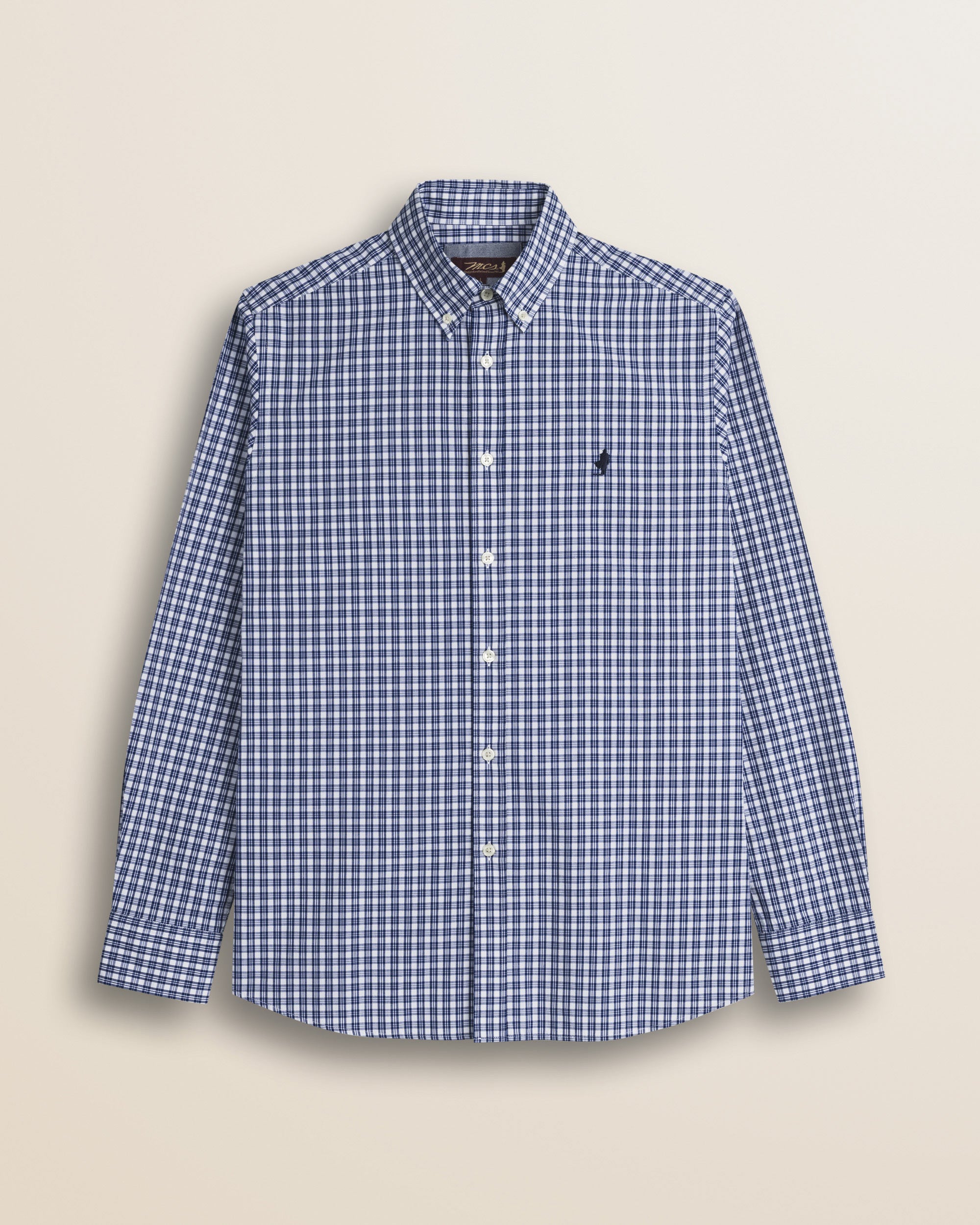 Camicia a Quadretti in Cotone Tinto Filo fronte - Blue Microcheck