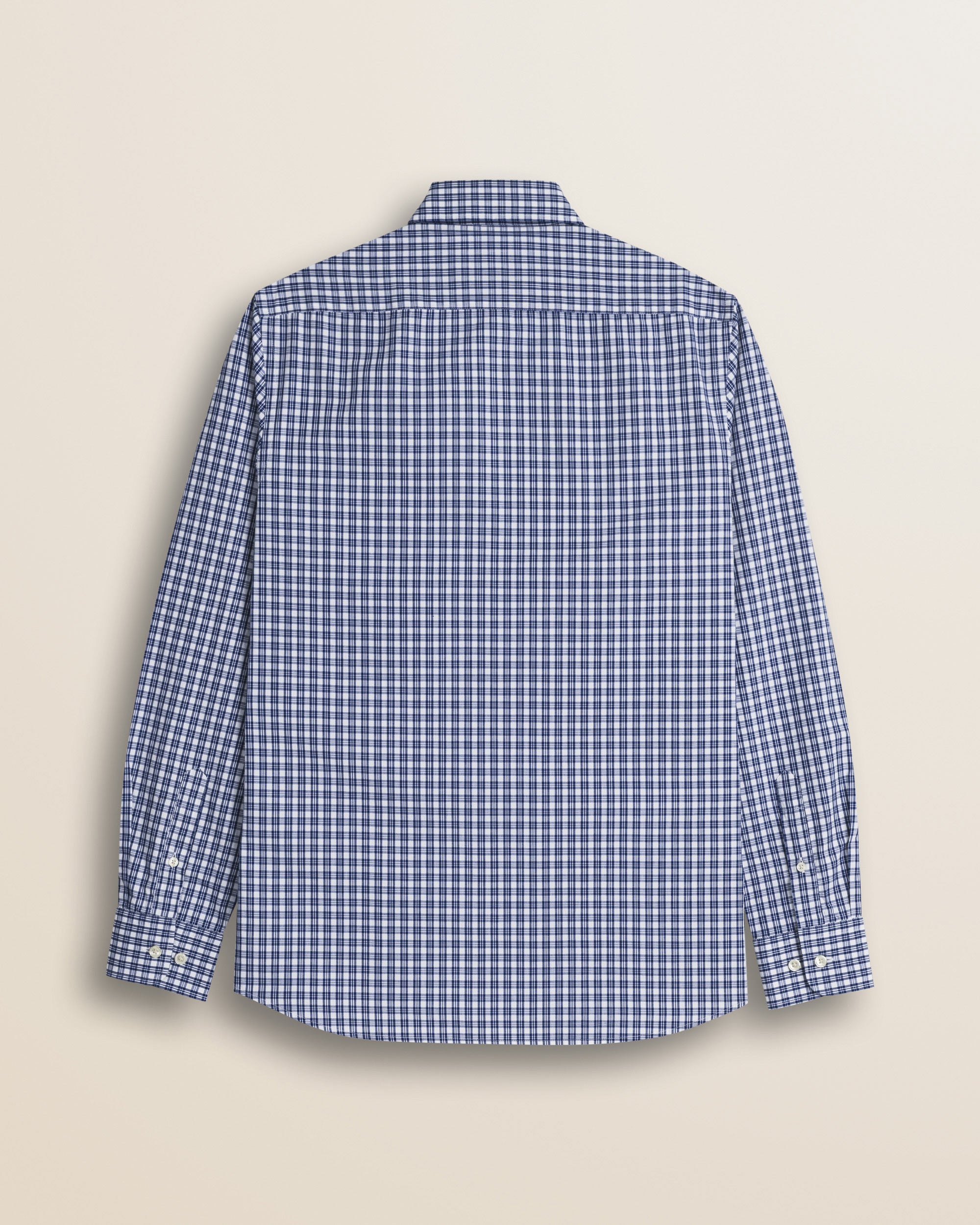 Camicia a Quadretti in Cotone Tinto Filo retro - Blue Microcheck