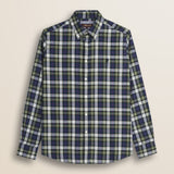 Camicia in Flanella Tartan Button-Down fronte - Green Tartan Check