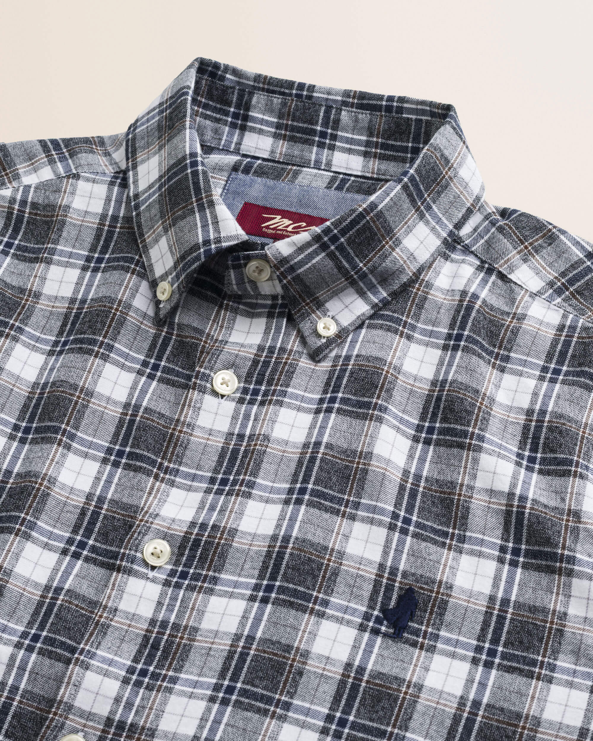 Camicia in Flanella Melange a Quadri dettaglio colletto - Grey Melange Check