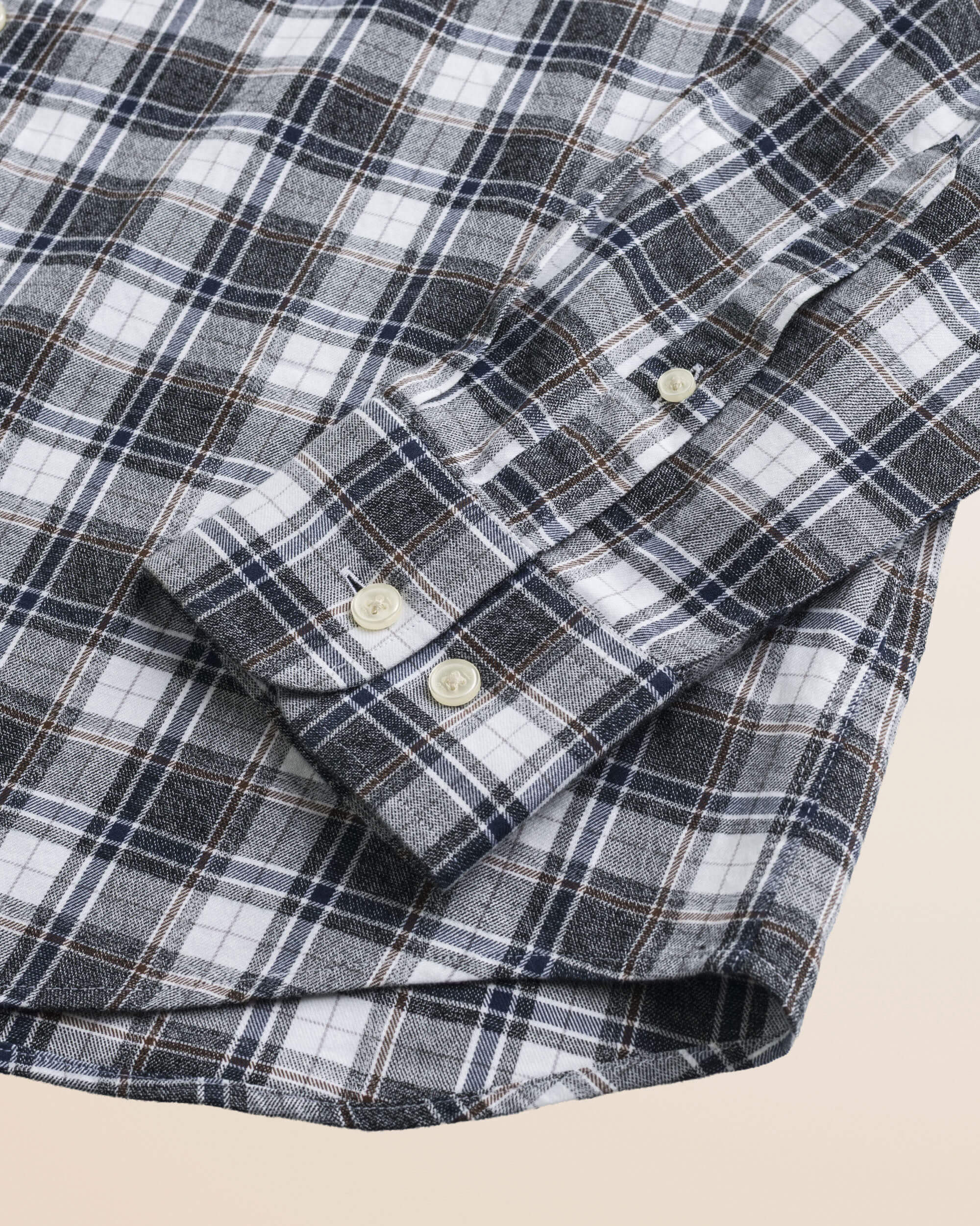 Camicia in Flanella Melange a Quadri dettaglio manica - Grey Melange Check