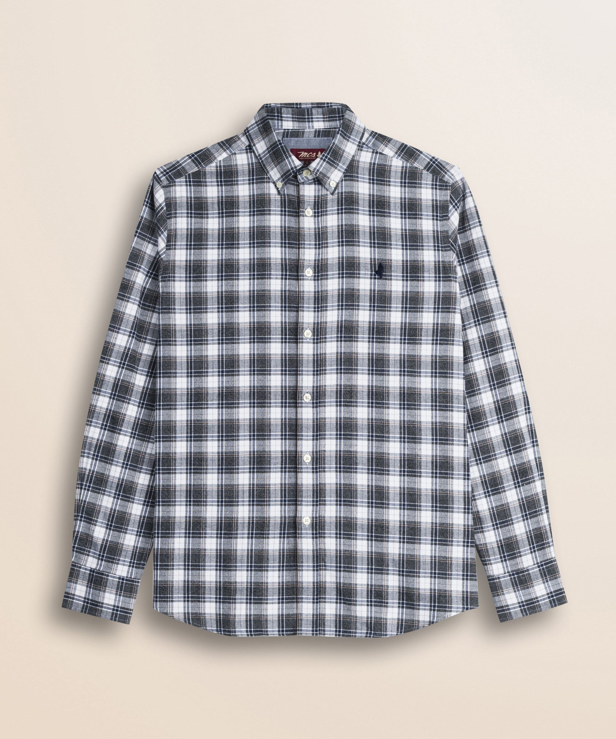 Camicia in Flanella Melange a Quadri fronte - Grey Melange Check