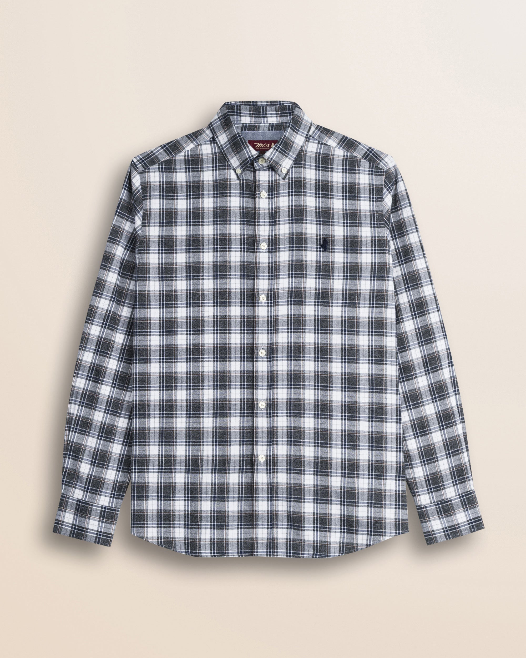 Camicia in Flanella Melange a Quadri fronte - Grey Melange Check