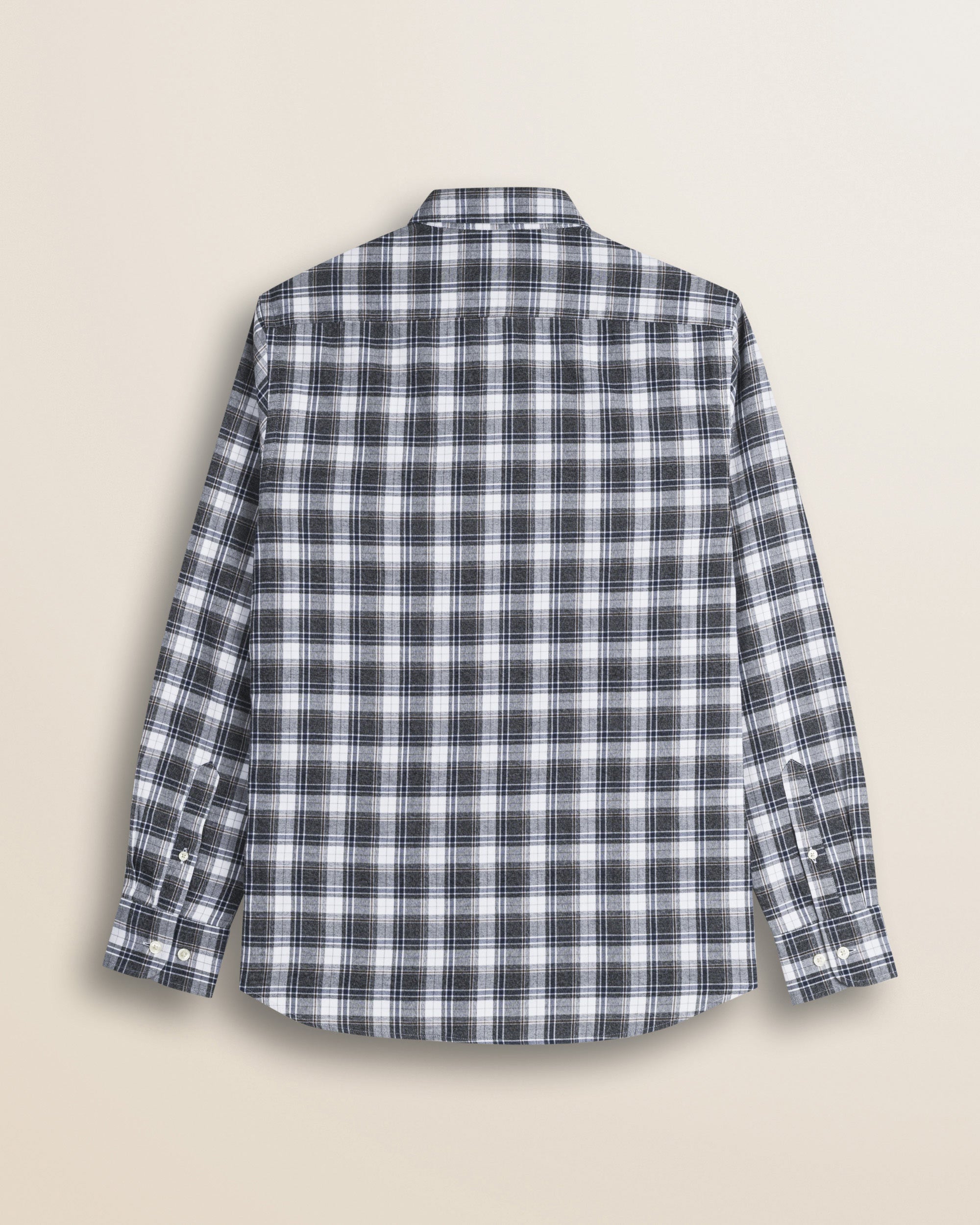 Camicia in Flanella Melange a Quadri retro - Grey Melange Check