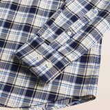 Camicia a Quadri in Flanella Leggera dettaglio manica - Blue Check
