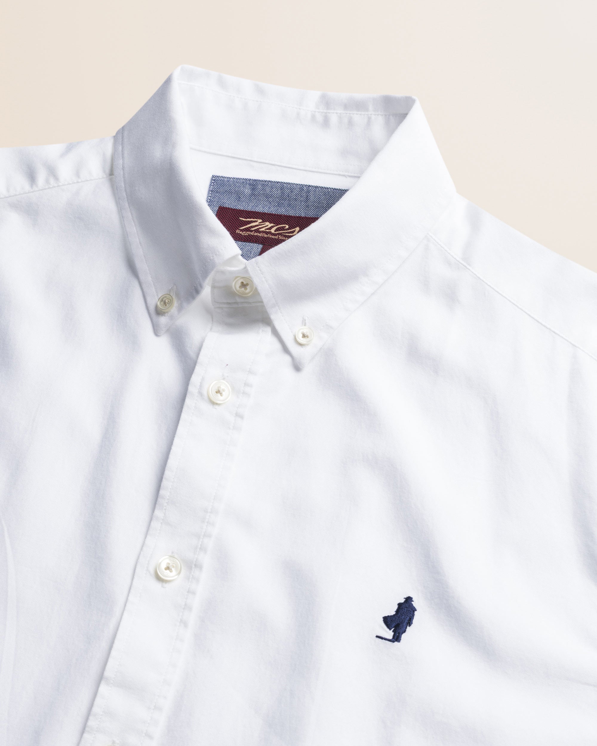 Camicia in Oxford Button-Down Regular Fit dettaglio colletto - White