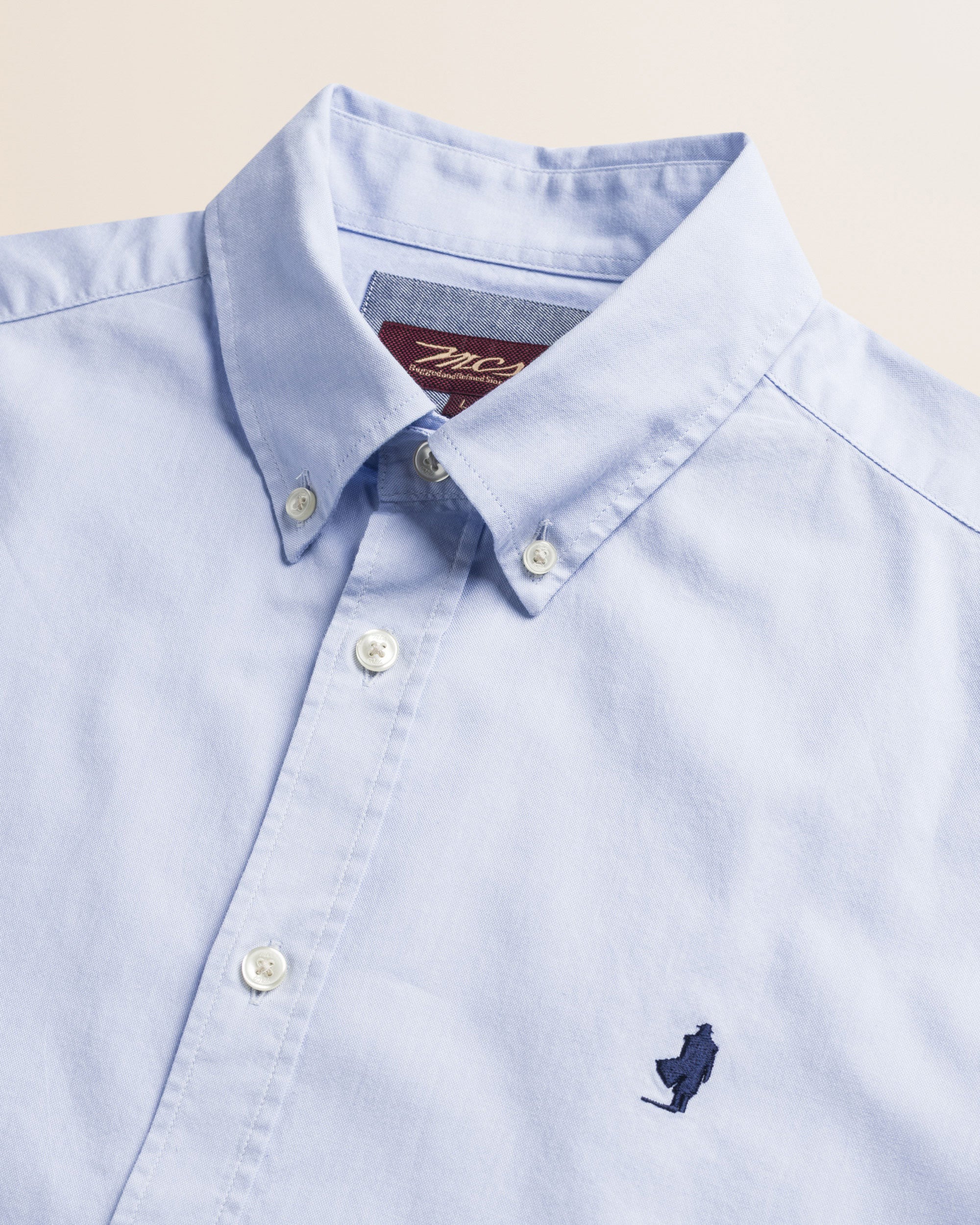 Camicia in Oxford Button-Down Regular Fit dettaglio colletto - Sky