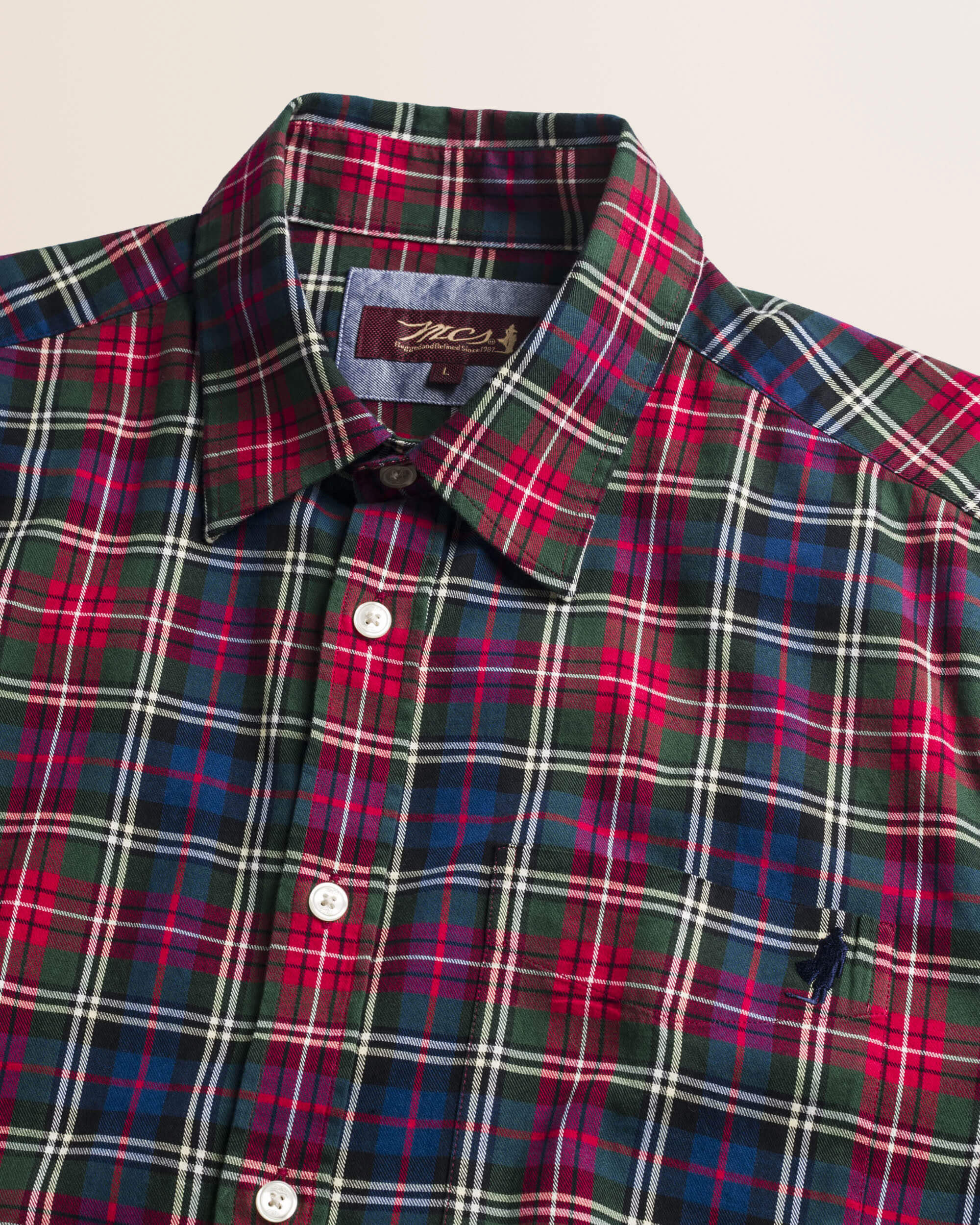 Camicia in Flanella a Quadri con Taschino dettaglio colletto - Red Tartan Check