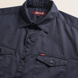 Camicia Workwear in Gabardina Tinta in Capo dettaglio colletto - Navy Blue