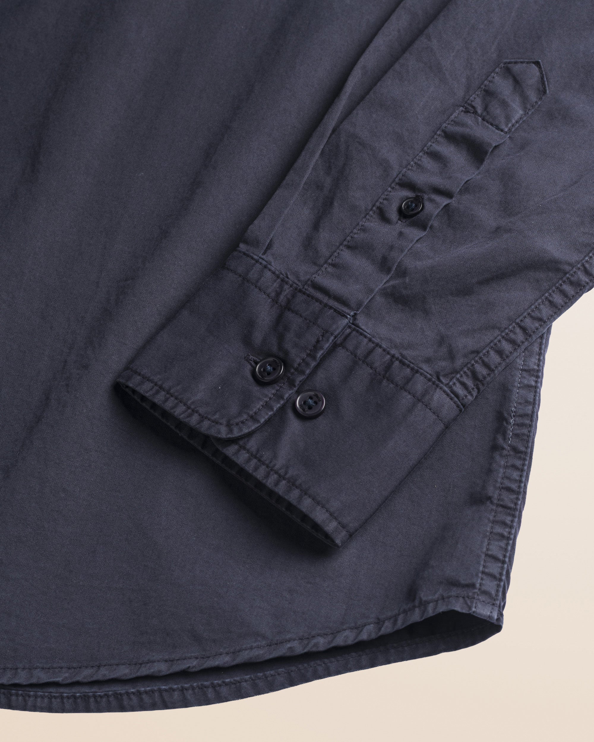 Camicia Workwear in Gabardina Tinta in Capo dettaglio manica - Navy Blue