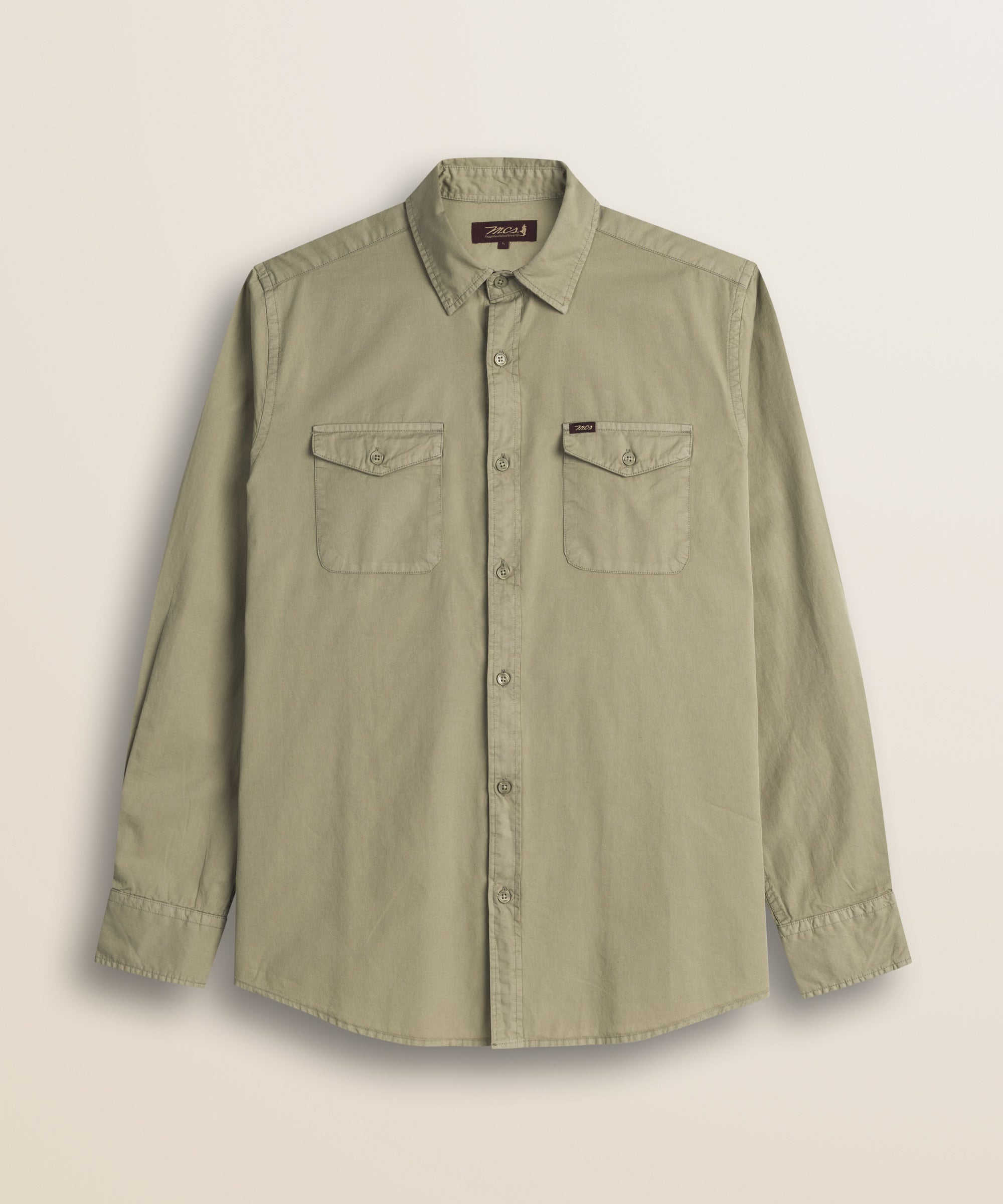 Camicia Workwear in Gabardina Tinta in Capo fronte - Elmwood Brown