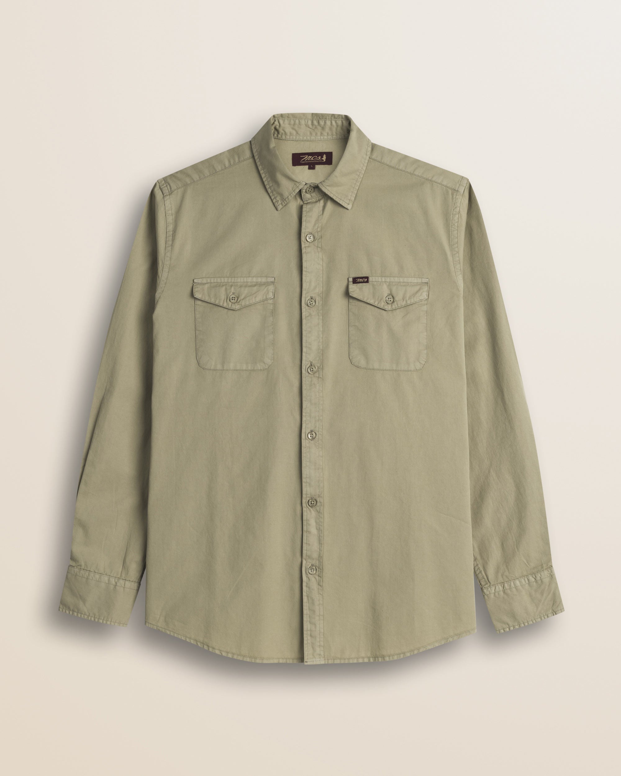 Camicia Workwear in Gabardina Tinta in Capo fronte - Elmwood Brown