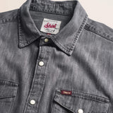 Camicia con Doppia Tasca e Bottoni a Pressione dettaglio colletto - Grey Denim