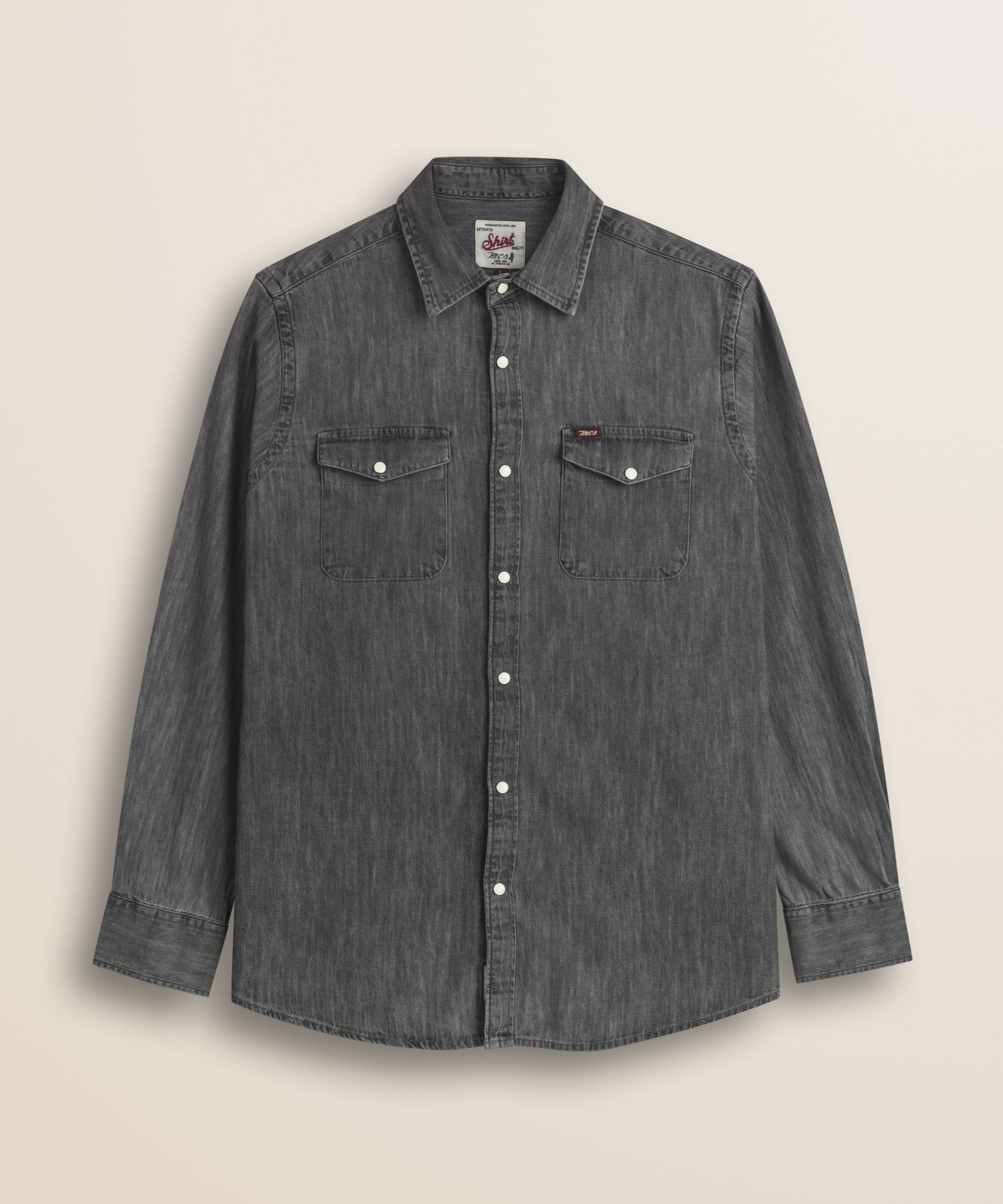 Camicia con Doppia Tasca e Bottoni a Pressione fronte - Grey Denim