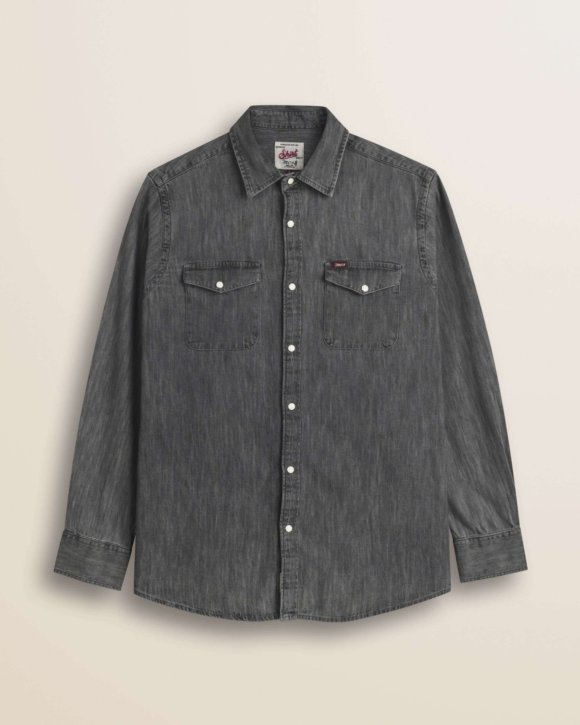 Camicia con Doppia Tasca e Bottoni a Pressione fronte - Grey Denim