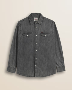 Camicia con Doppia Tasca e Bottoni a Pressione fronte - Grey Denim