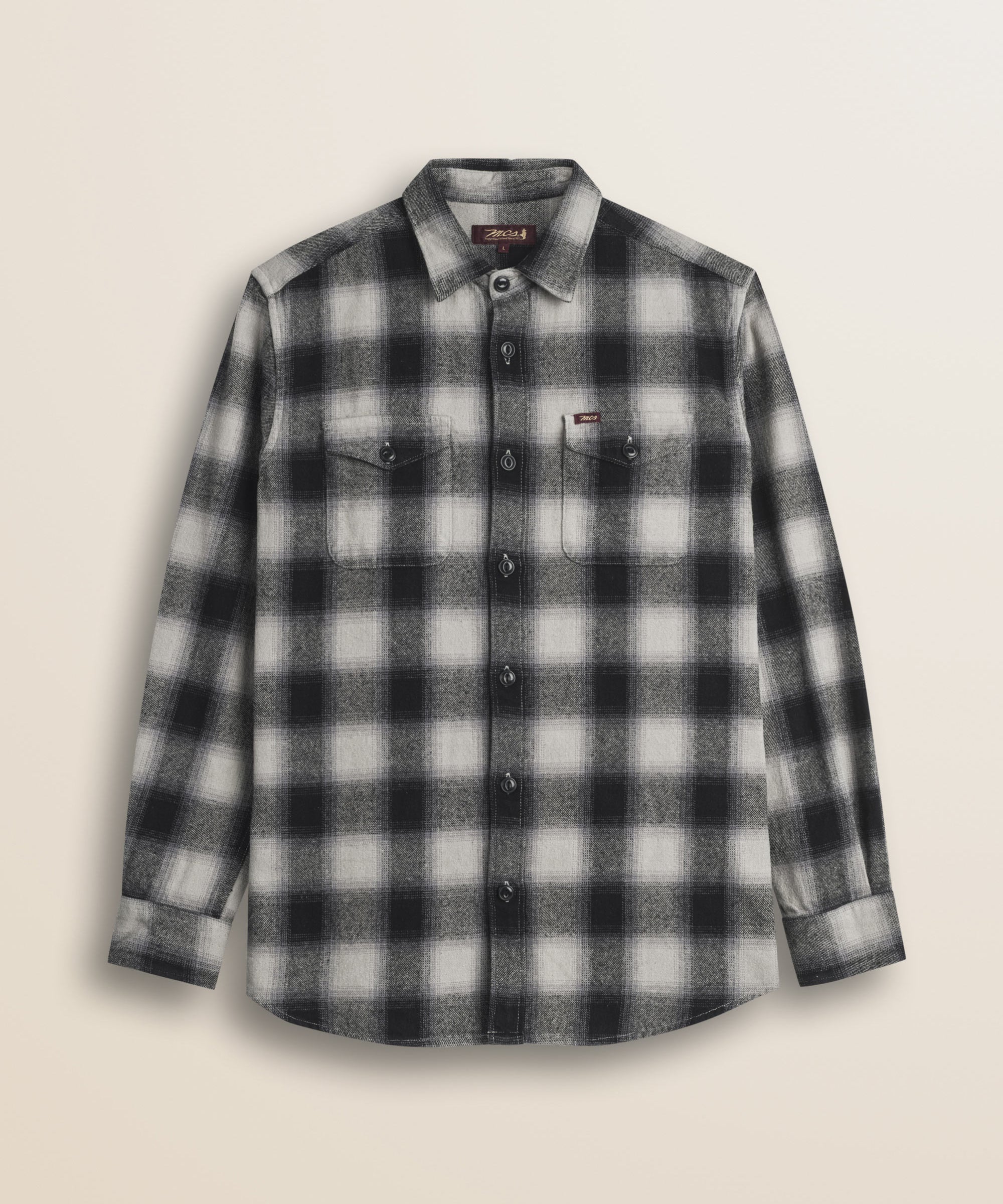 Camicia Overshirt in Flanella Pesante a Quadri fronte - Black Hombre Check