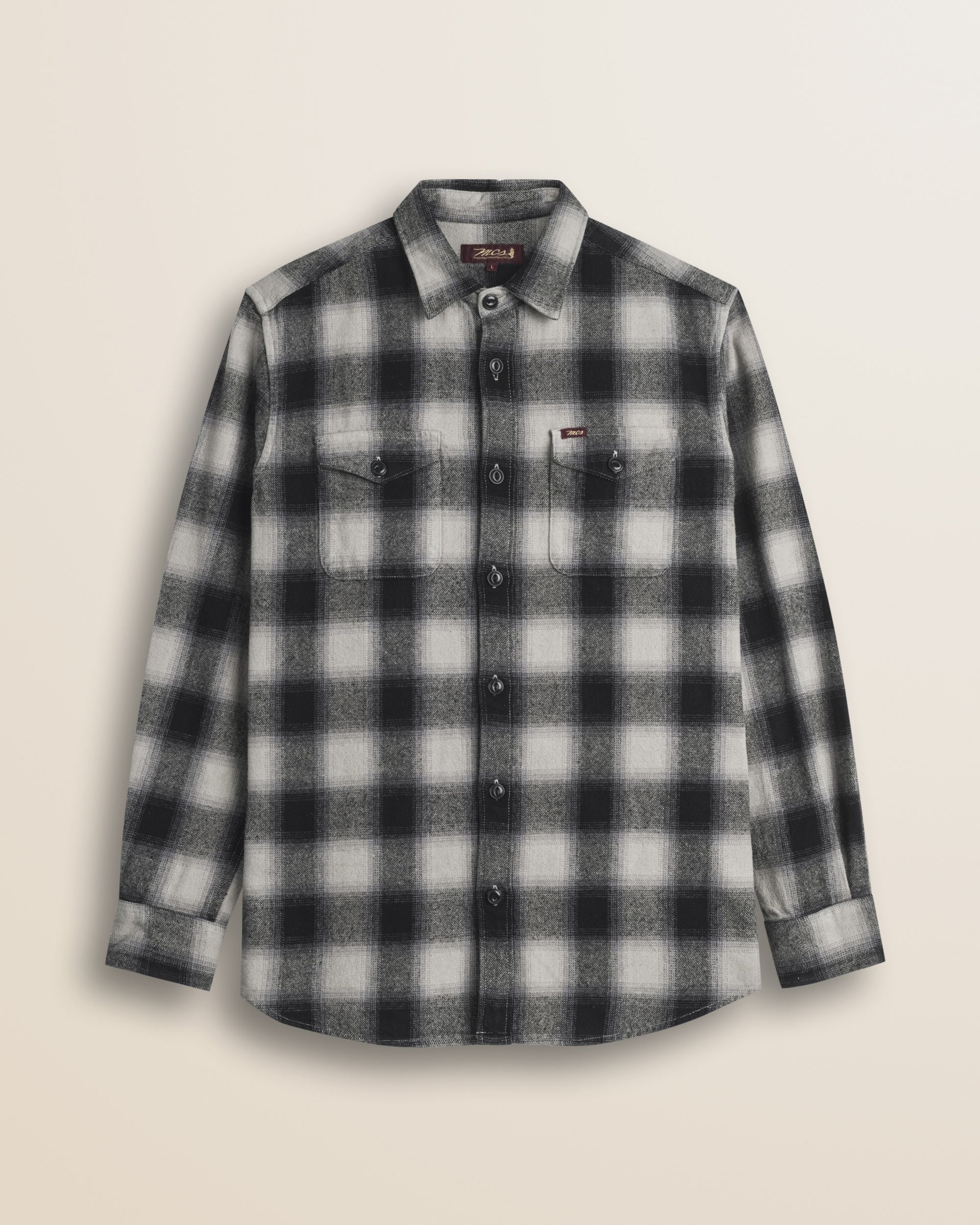 Camicia Overshirt in Flanella Pesante a Quadri fronte - Black Hombre Check