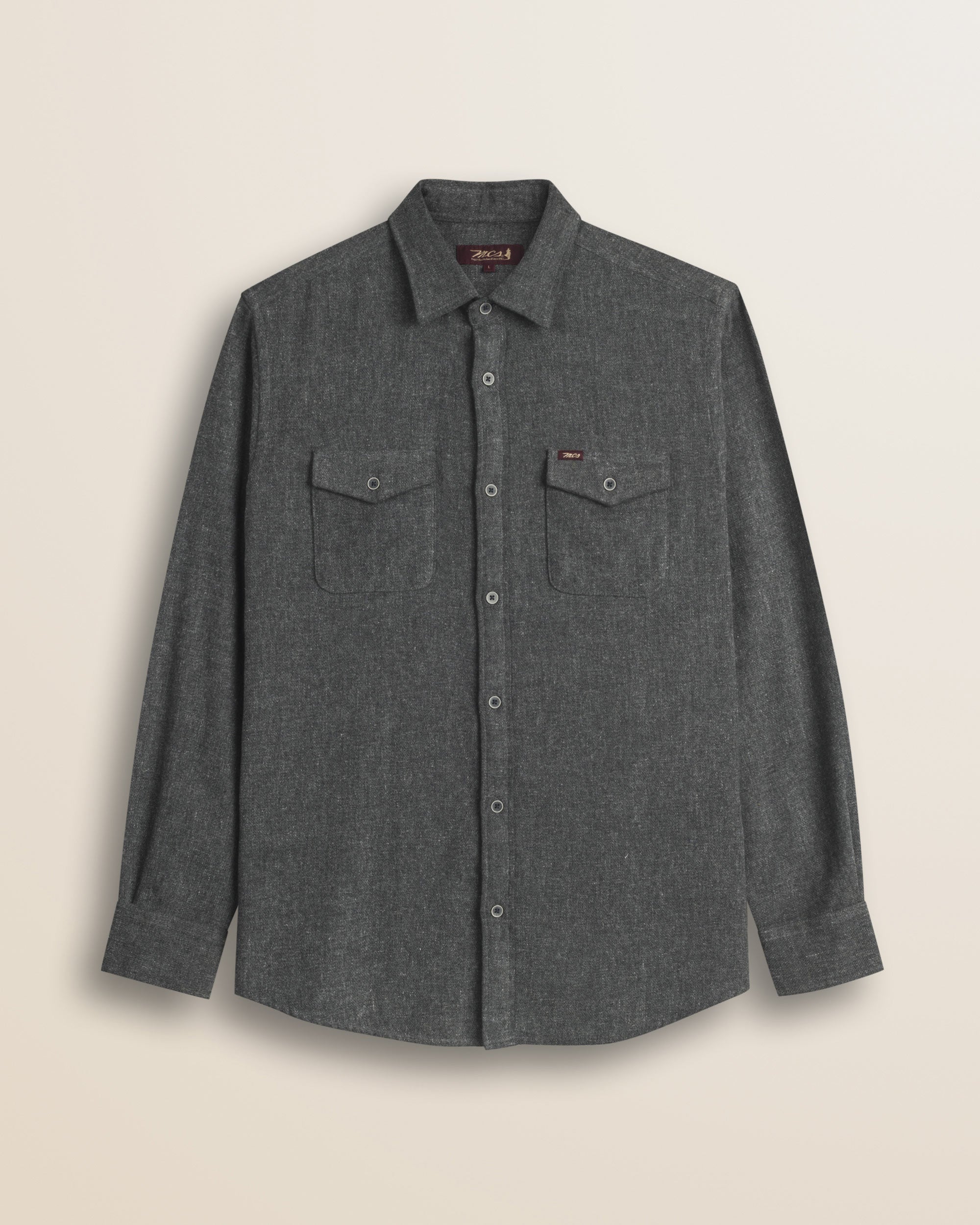 Camicia Overshirt in Flanella Pesante fronte - Grey Melange