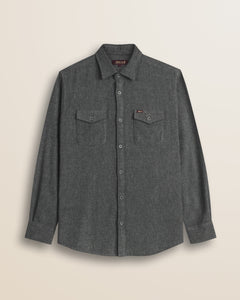 Camicia Overshirt in Flanella Pesante fronte - Grey Melange