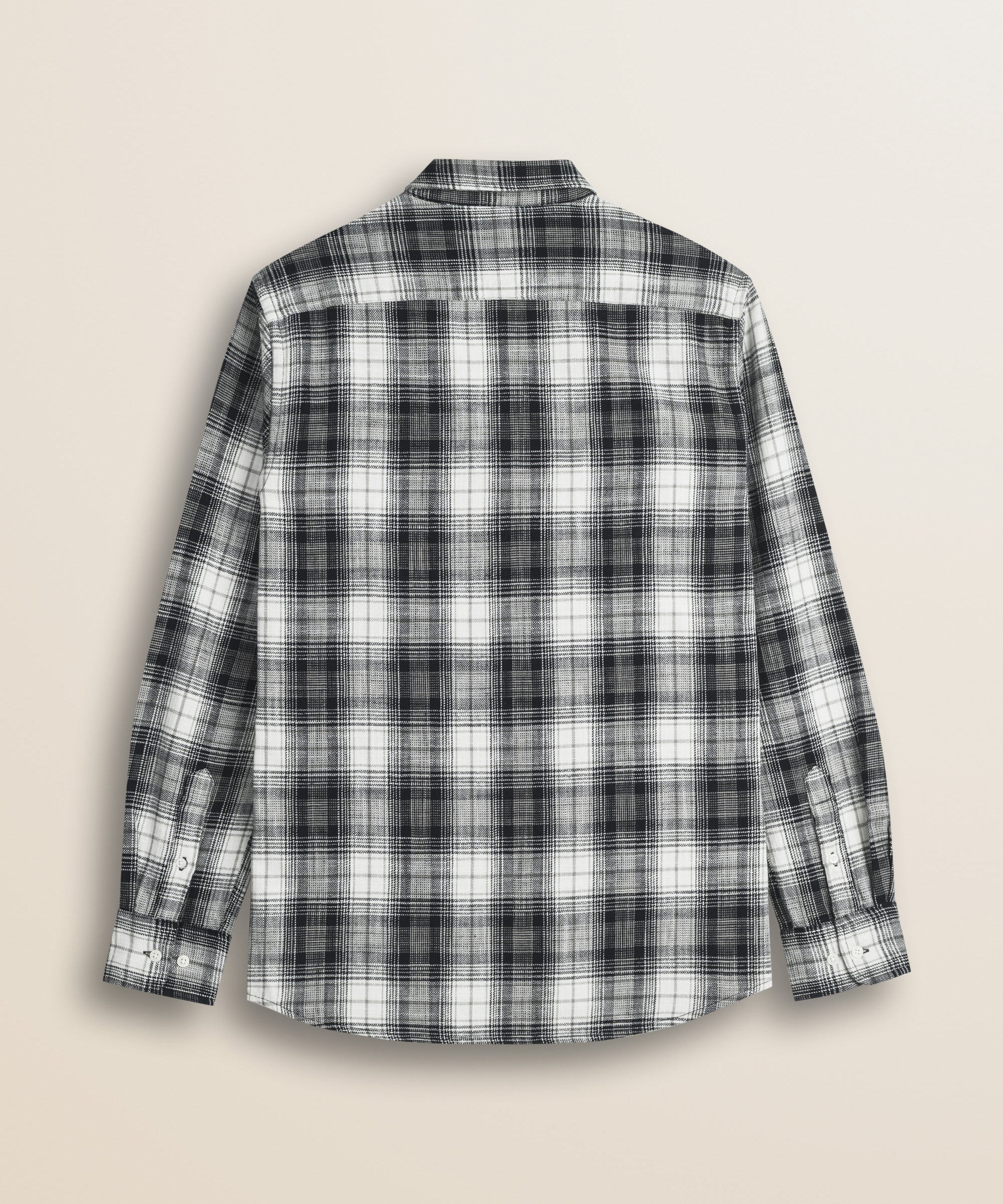 Camicia in Cotone Slub a Quadri con Taschino retro - Black Check