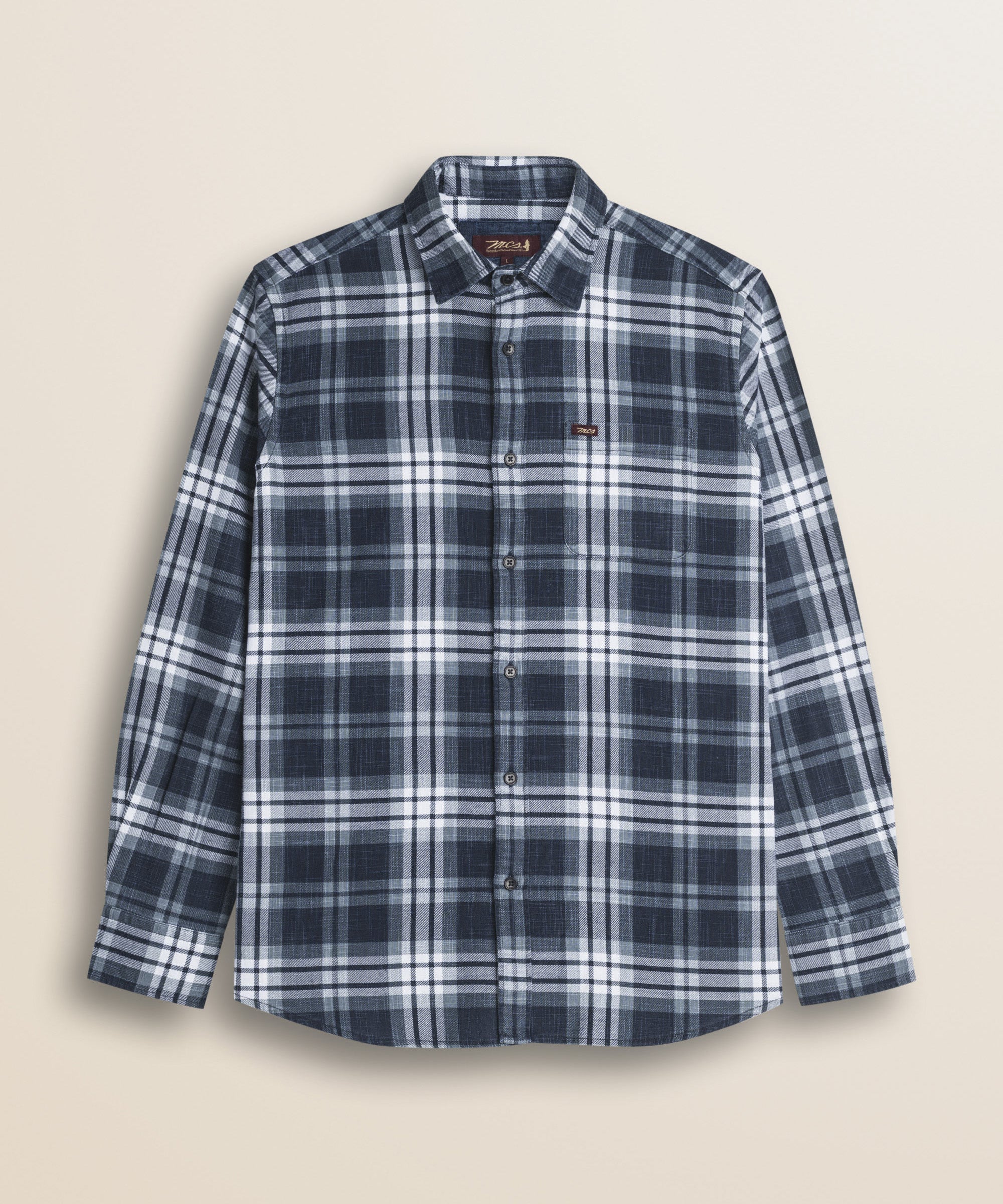 Camicia Tinto Filo Indaco a Quadri Workwear fronte - Atlantic Deep Check