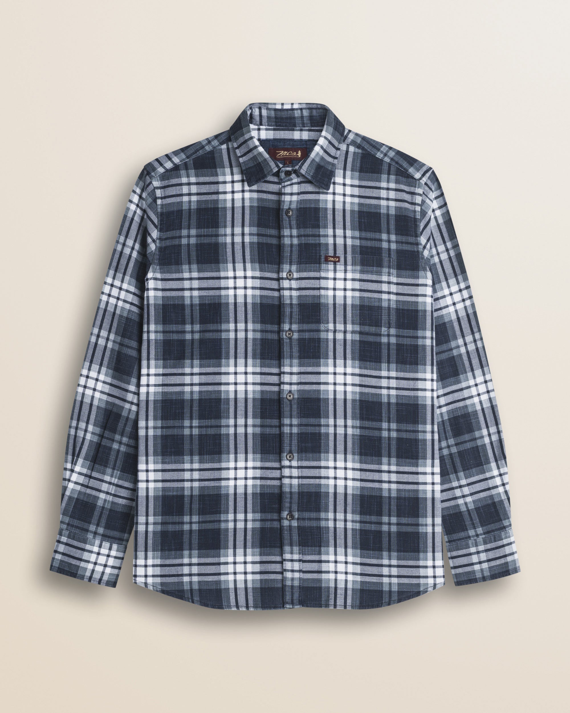 Camicia Tinto Filo Indaco a Quadri Workwear fronte - Atlantic Deep Check