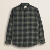 Camicia in Cotone Slub a Quadri Stile Workwear fronte - Green Check