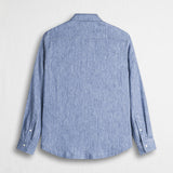 Long-sleeve shirt in cotton and linen blend - Sky Blue