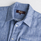Long-sleeve shirt in cotton and linen blend - Sky Blue