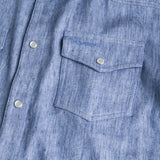 Long-sleeve shirt in cotton and linen blend - Sky Blue