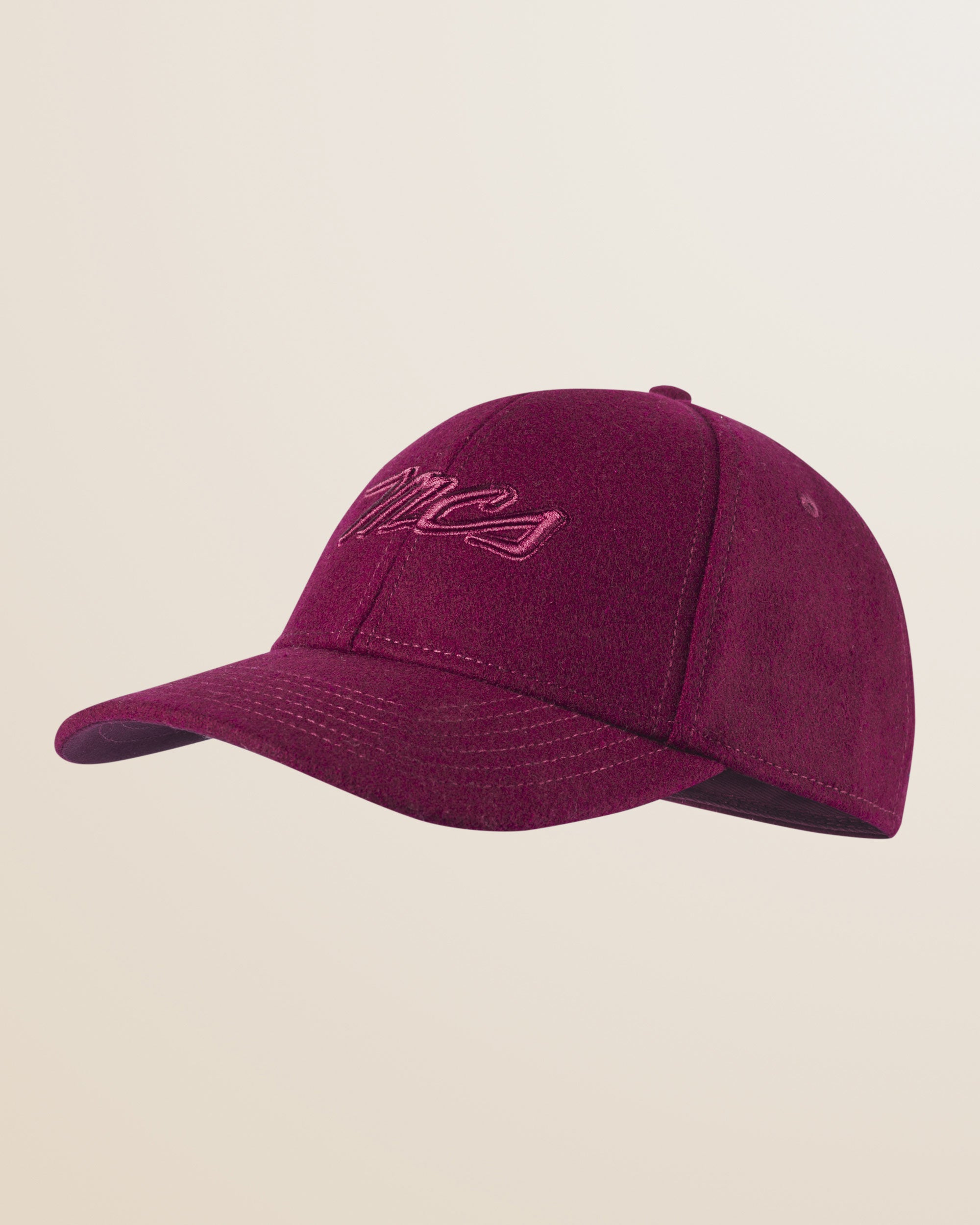 Cappello con Visiera in Misto Lana Tinta Unita fronte - Merlot