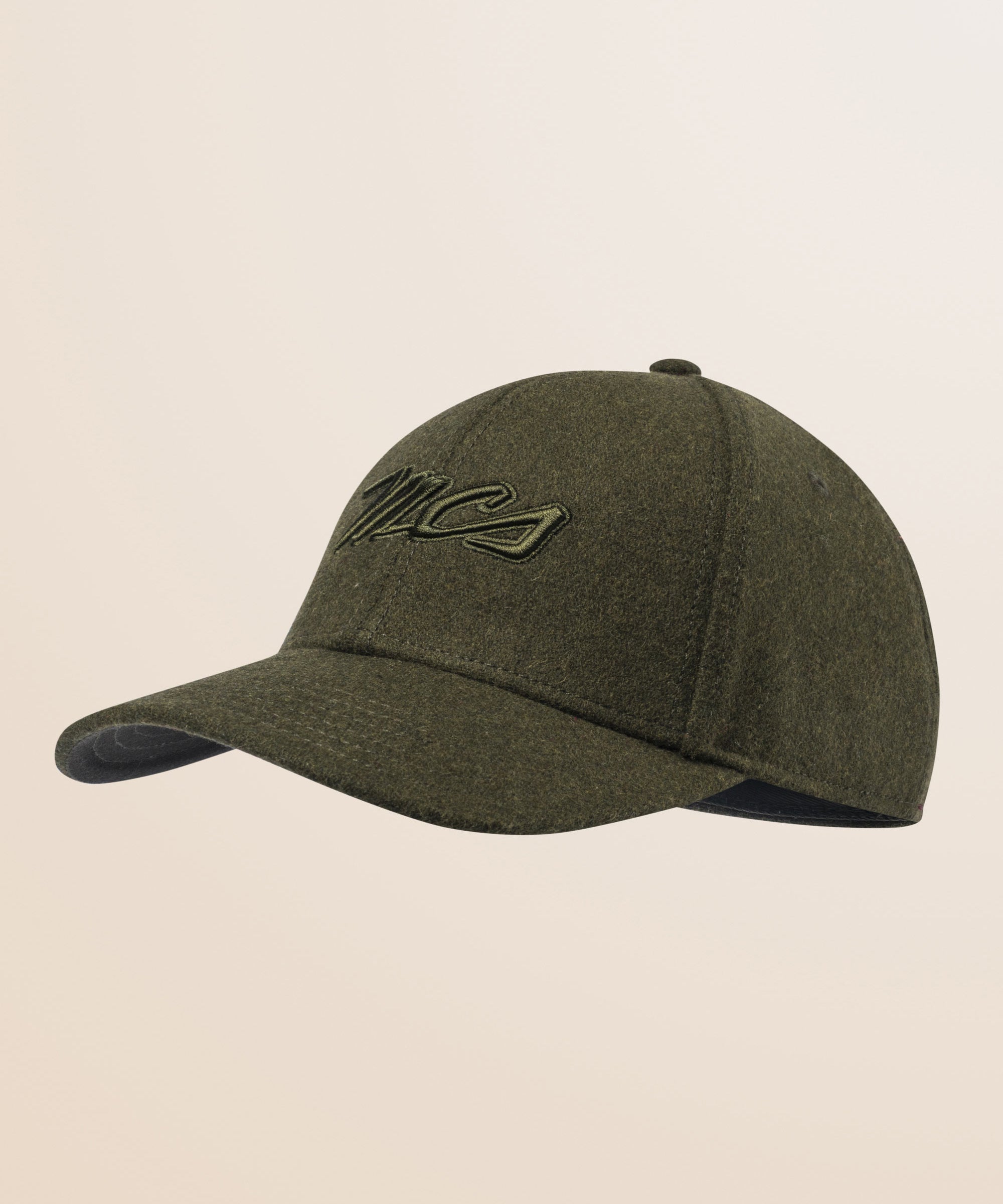 Cappello con Visiera in Misto Lana Tinta Unita fronte - Olive Night