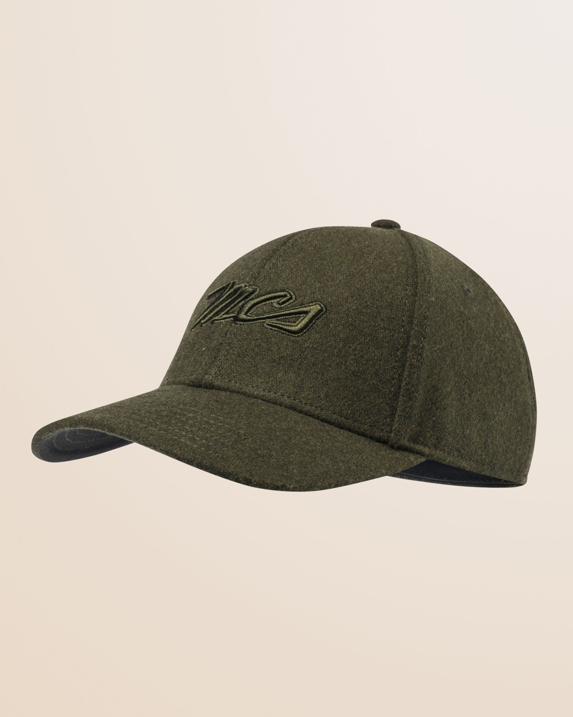 Cappello con Visiera in Misto Lana Tinta Unita fronte - Olive Night