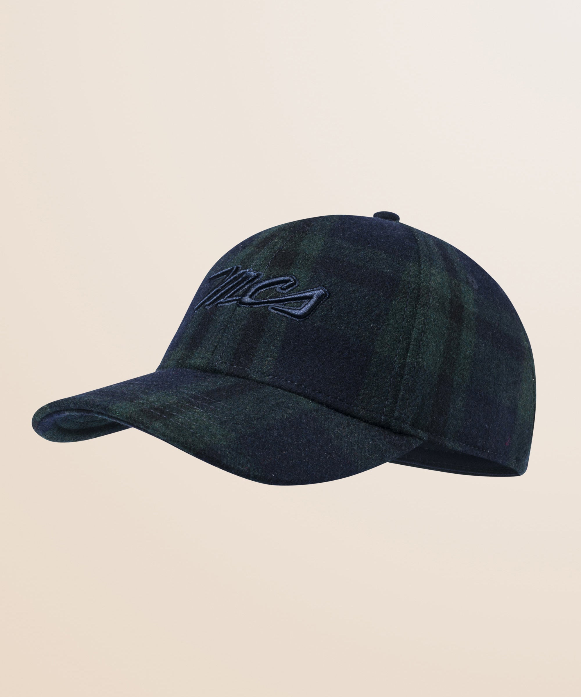 Cappello con Visiera in Misto Lana a Quadri fronte - Black Watch Check